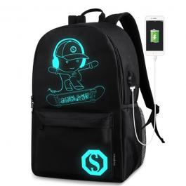 Luminous Waterproof Backpack with USB Charging Cable